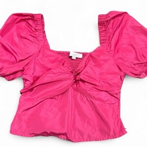 LOFT Pink Puff Sleeve Crop Top – Size 6